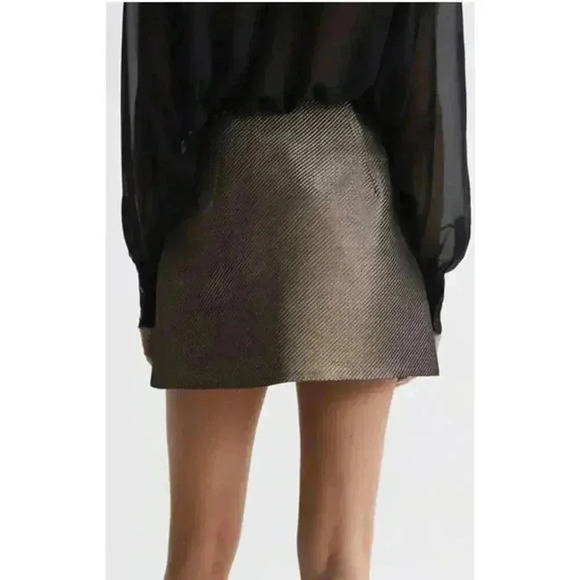 REISS LOUISA GOLD METALLIC MINI SKIRT NEW NWT! - Picture 3 of 6